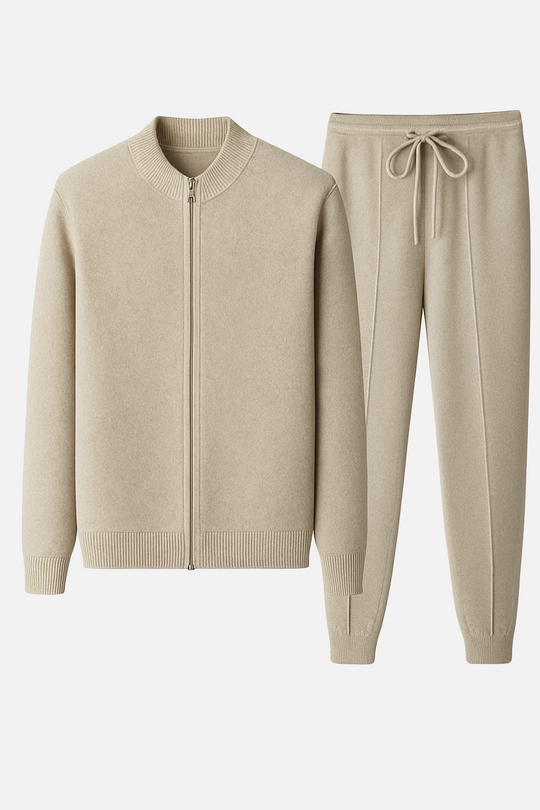 Julian Men’s Wool Tracksuit – Full Zip Cardigan and Drawstring Pants Set