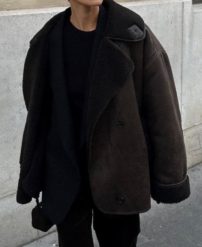 Alessia Women’s Shearling Coat – Short Double Breasted Winter Jacket