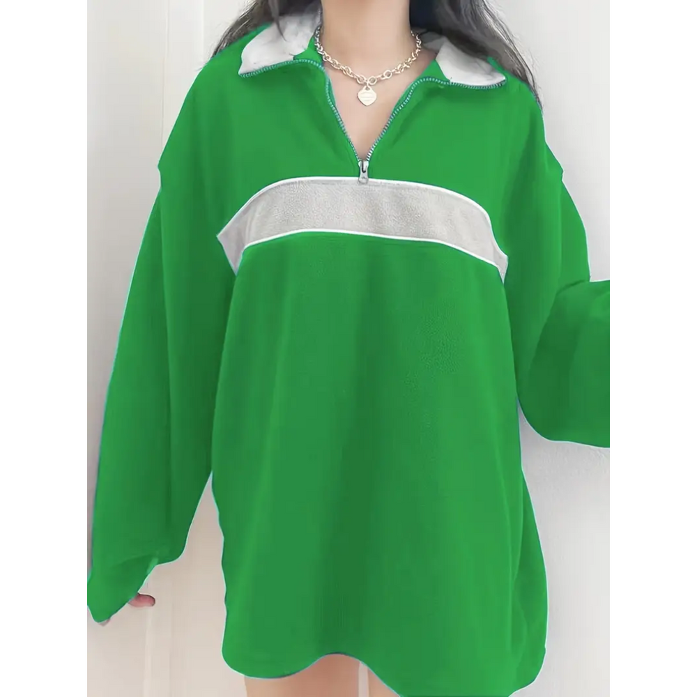 Mila Women’s Fleece Pullover – Half Zip Oversized Sweater