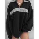 Mila Damen Fleece Pullover – Halb Reißverschluss Übergroßer Pullover