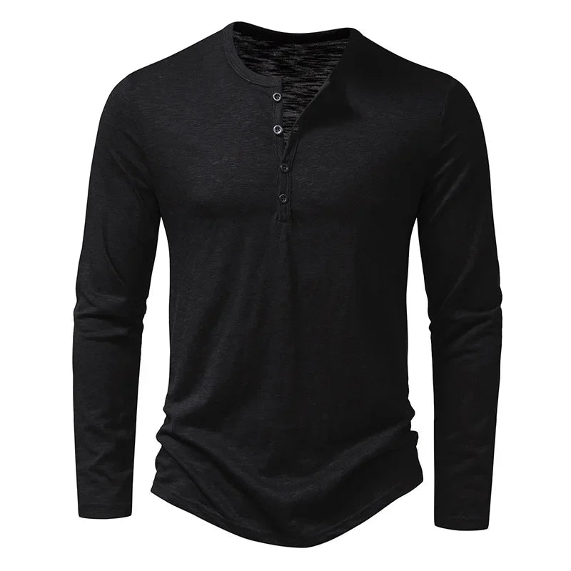Barclay & Bloom | Men’s Henley Shirt – Long Sleeve Cotton Blend Top with Button Placket