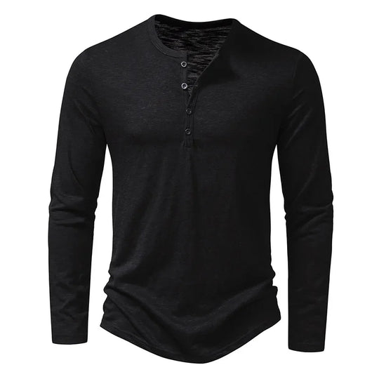 Barclay & Bloom | Men’s Henley Shirt – Long Sleeve Cotton Blend Top with Button Placket