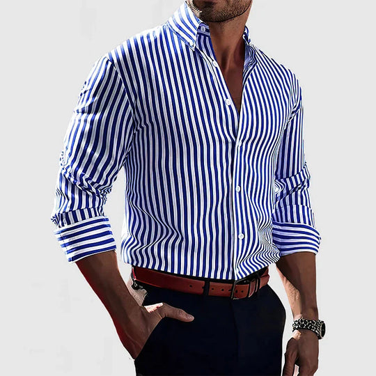 David – Men's Striped Button-Up Shirt, Classic Fit