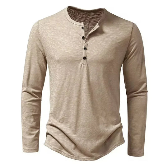 Barclay & Bloom | Men’s Henley Shirt – Long Sleeve Cotton Blend Top with Button Placket