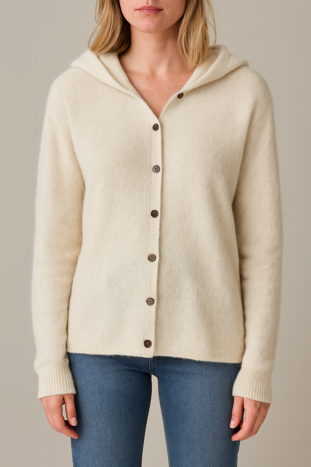 Maelle – Women’s Wool Knit Hoodie Cardigan
