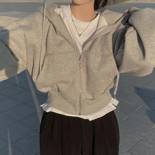 Thea | Women's Zip-Up Hoodie with Drawstring Hood