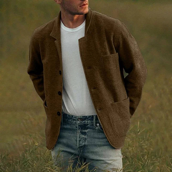 Davies Men’s Wool Blend Jacket – Casual Light Button Front