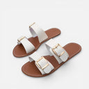 Women’s Double Buckle Flat Sandals Lightweight