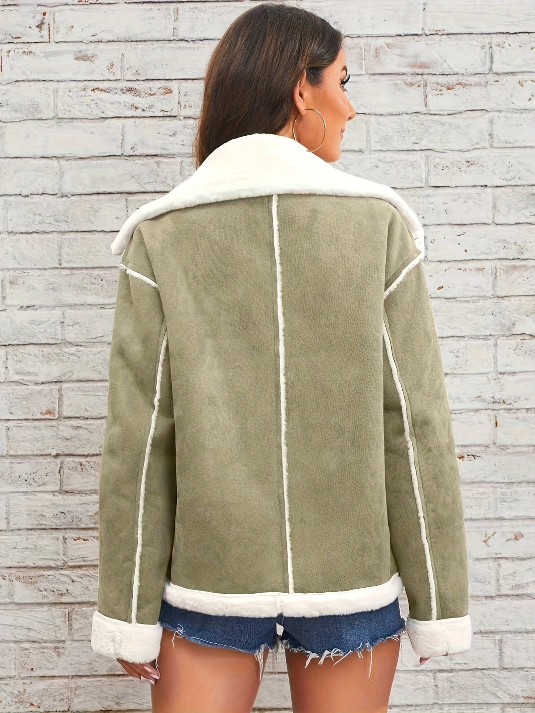 Amaya Women’s Shearling Jacket – Short Teddy Suede Winter Coat