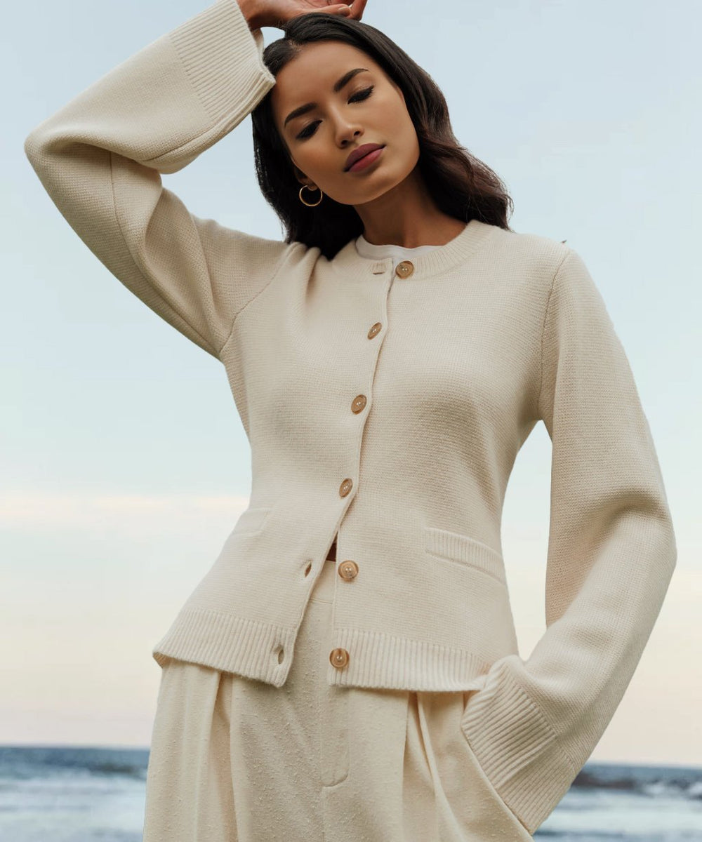 Inez | Women's Buttoned Cardigan with Round Neck