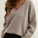 Selene – Damen Oversized V-Ausschnitt Strickpullover