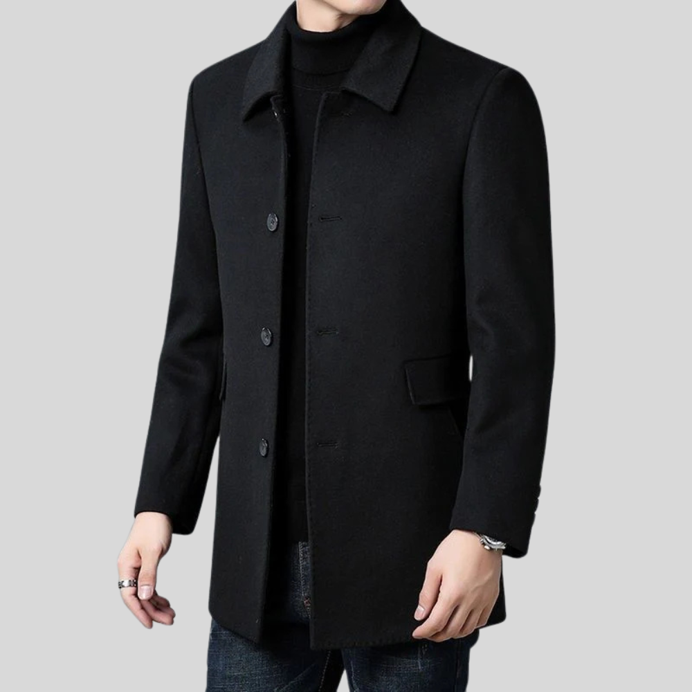 Noah Men’s Wool Coat – Button-Up Winter Outerwear