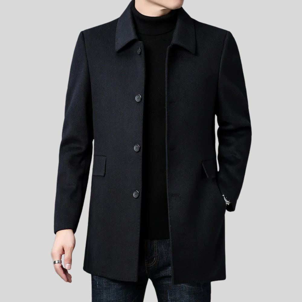 Noah Men’s Wool Coat – Button-Up Winter Outerwear