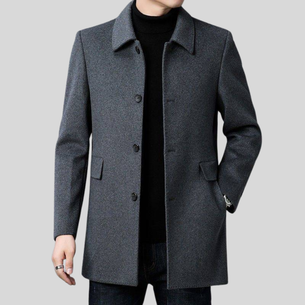 Noah Men’s Wool Coat – Button-Up Winter Outerwear