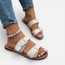 Women’s Double Buckle Flat Sandals Lightweight