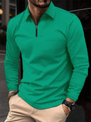 Barclay & Bloom – Herren Freizeit Polo mit Reißverschluss und V-Ausschnitt