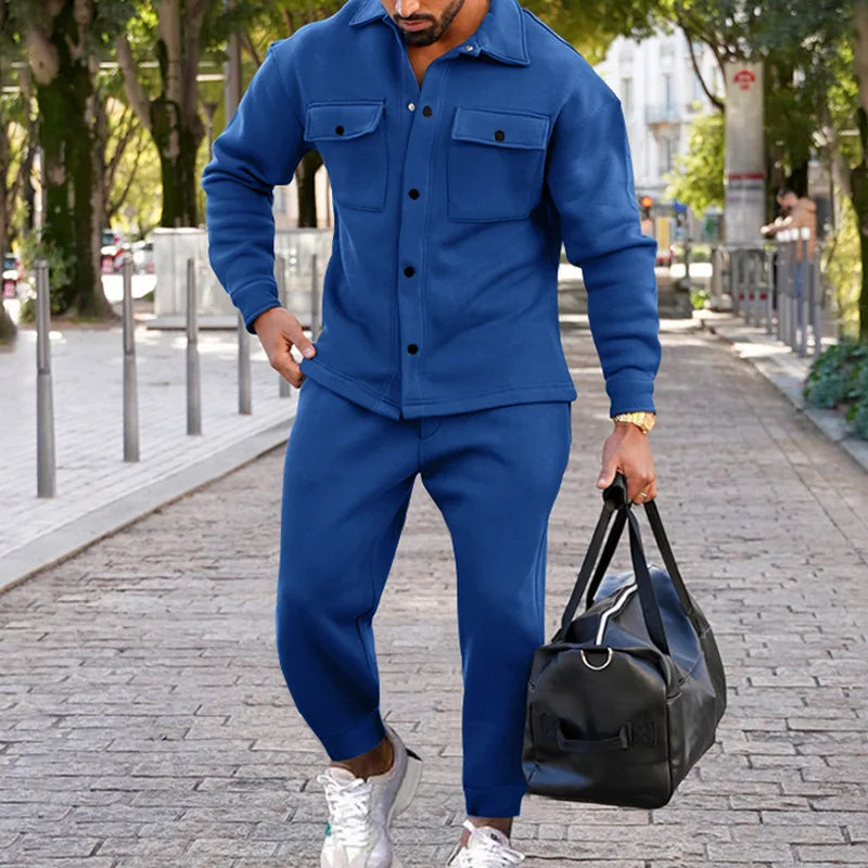 Marcus Men’s Tracksuit – Button Jacket and Jogger Pants Set
