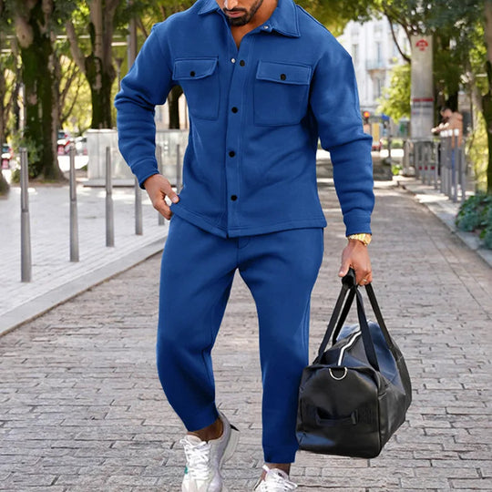 Marcus Men’s Tracksuit – Button Jacket and Jogger Pants Set