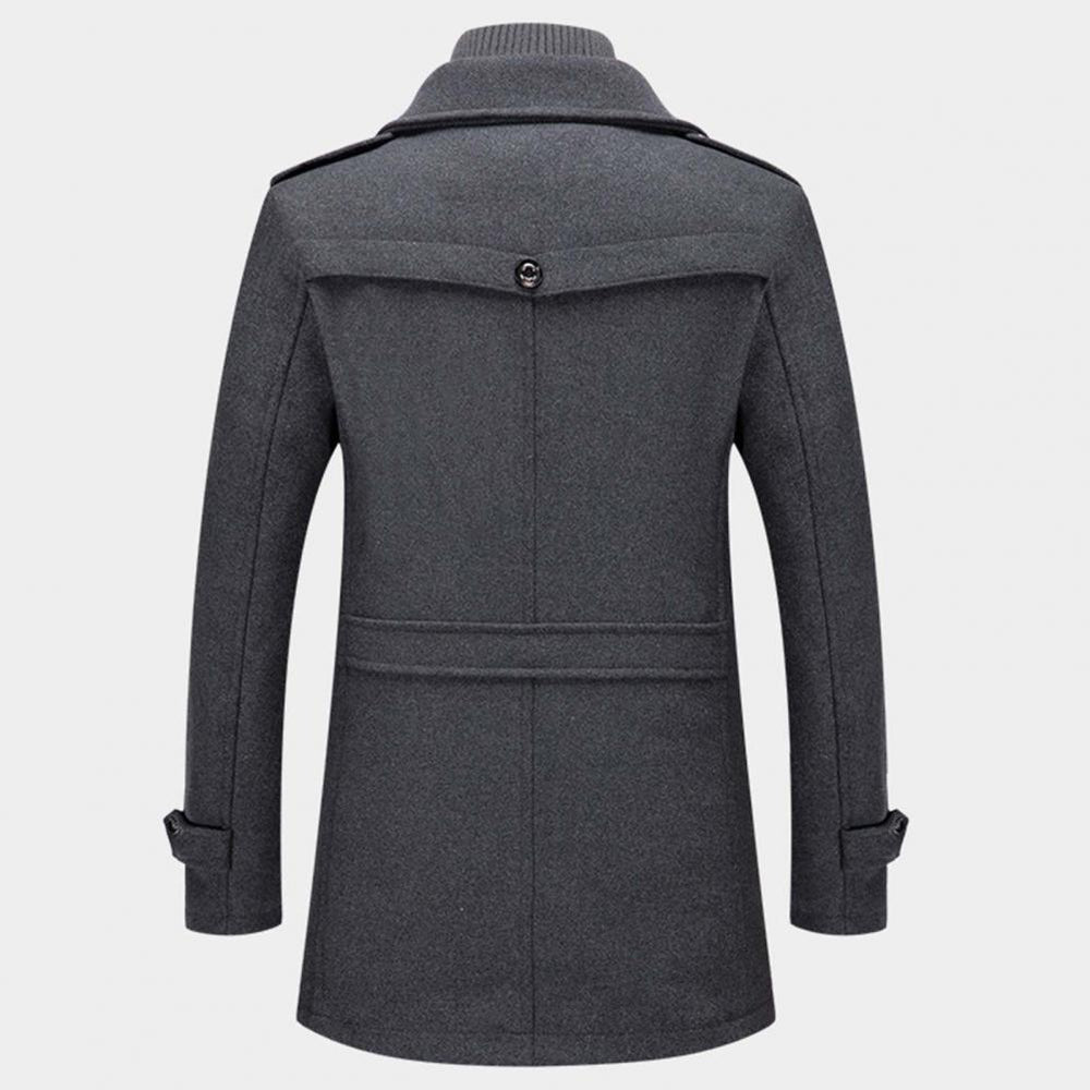 Barclay & Bloom | Men’s Wool Winter Coat – Long Peacoat Style with Zipper Inner Layer