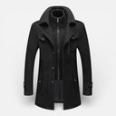 Barclay & Bloom | Men’s Wool Winter Coat – Long Peacoat Style with Zipper Inner Layer
