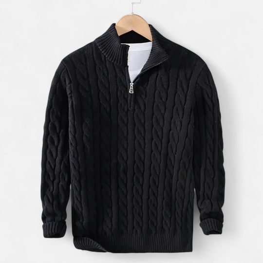 Barclay & Bloom | Men’s Cable Knit Half Zip Sweater – Soft Cotton Blend Pullover