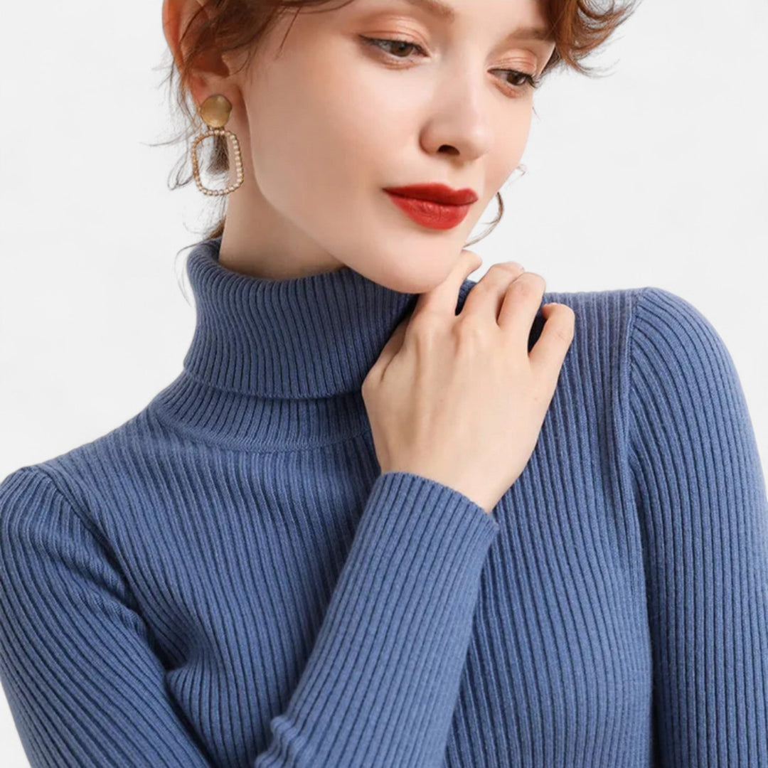 Barclay & Bloom | Women’s Ribbed Turtleneck – Long Sleeve Slim Fit Top