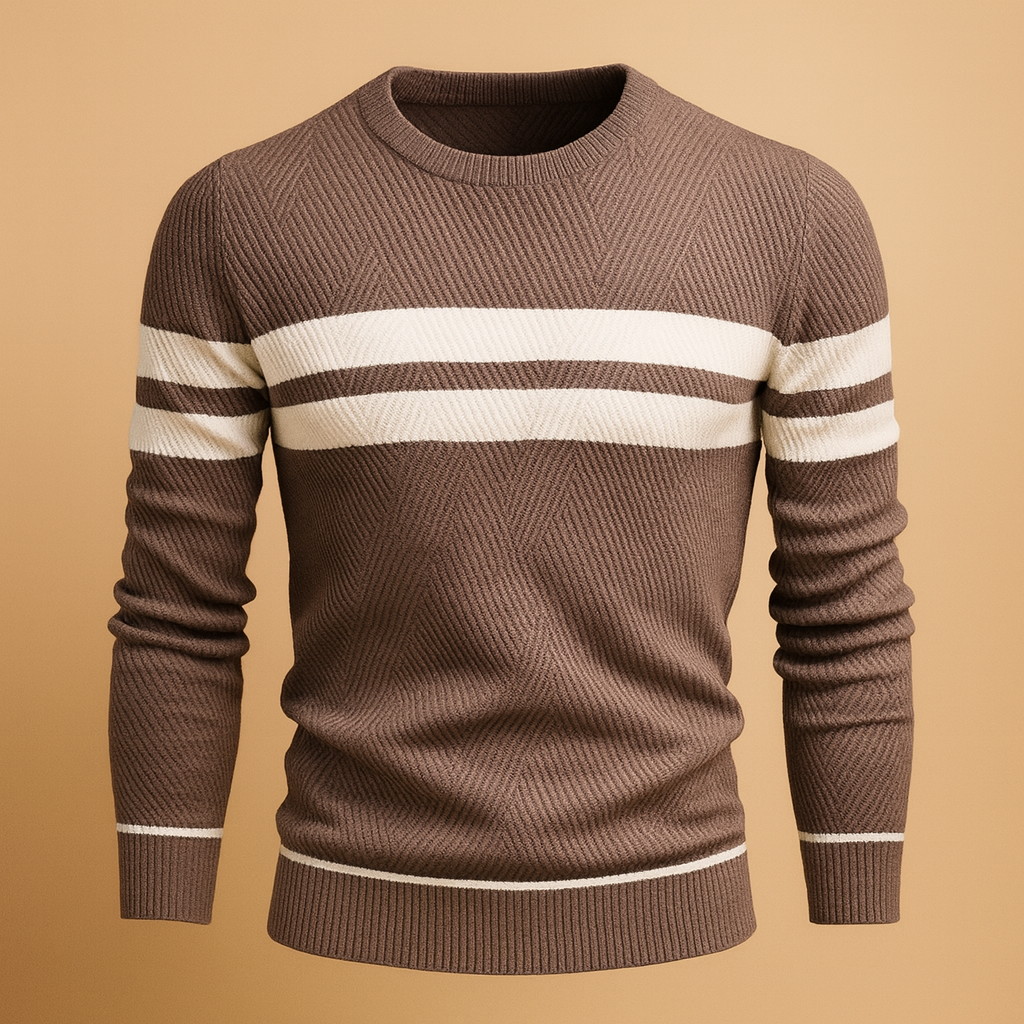 Lucas heren gebreide trui – ronde hals gestreepte pullover