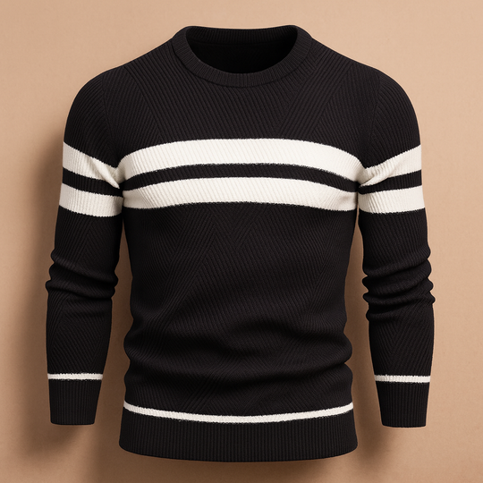 Lucas heren gebreide trui – ronde hals gestreepte pullover