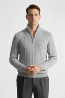 Barclay & Bloom | Herren Halb-Reißverschluss Strickpullover aus Wollmischung