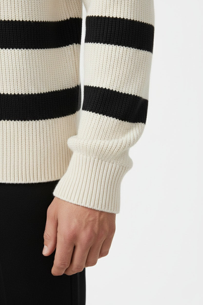Barclay & Bloom | Herren Halb-Reißverschluss Pullover – Gestreifter Rippstrick Pullover