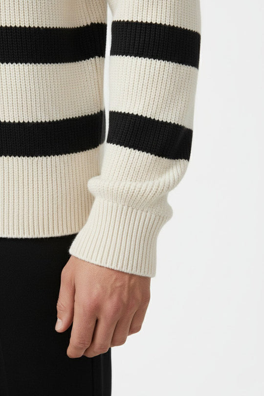 Barclay & Bloom | Herren Halb-Reißverschluss Pullover – Gestreifter Rippstrick Pullover