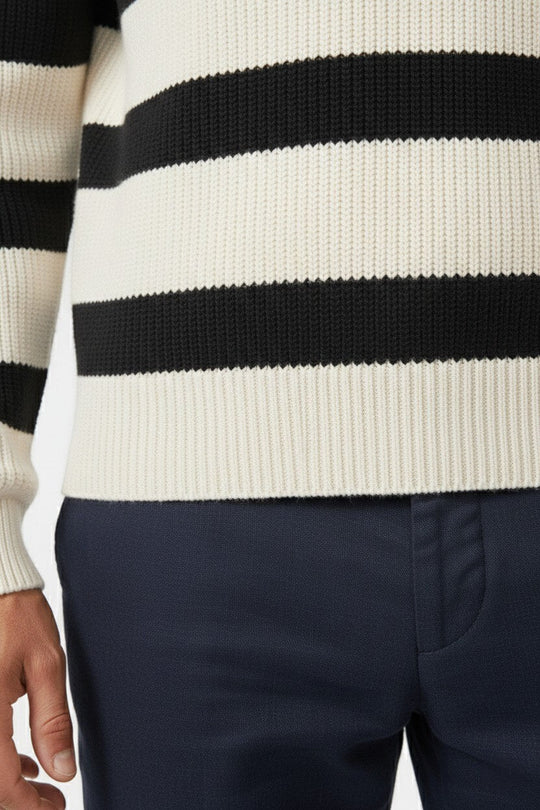Barclay & Bloom | Herren Halb-Reißverschluss Pullover – Gestreifter Rippstrick Pullover