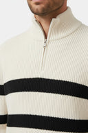 Barclay & Bloom | Men’s Half Zip Sweater – Striped Ribbed Knit Pullover