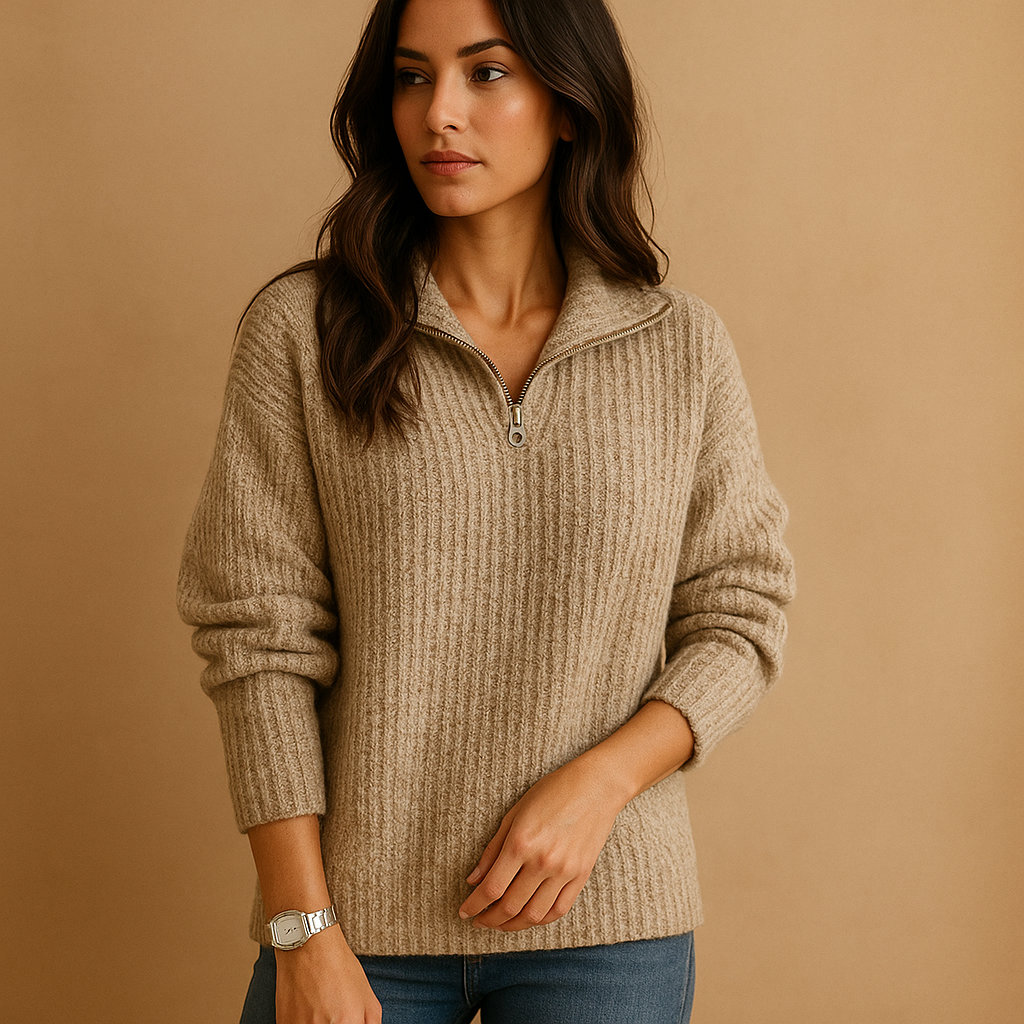 Barclay & Bloom | Women’s Knit Sweater – Ribbed Half Zip Pullover