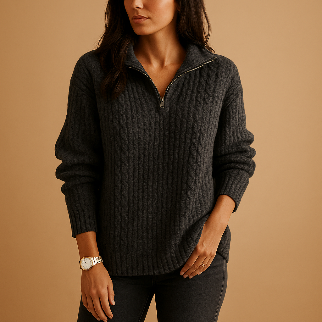 Barclay & Bloom | Women’s Knit Sweater – Ribbed Half Zip Pullover