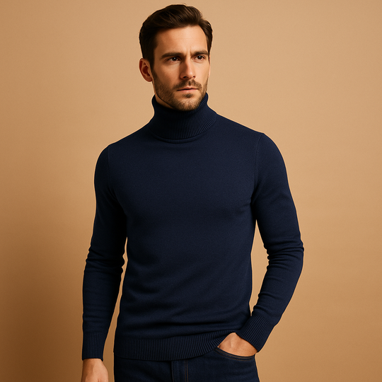 Matt heren coltrui – slim fit winter gebreide trui