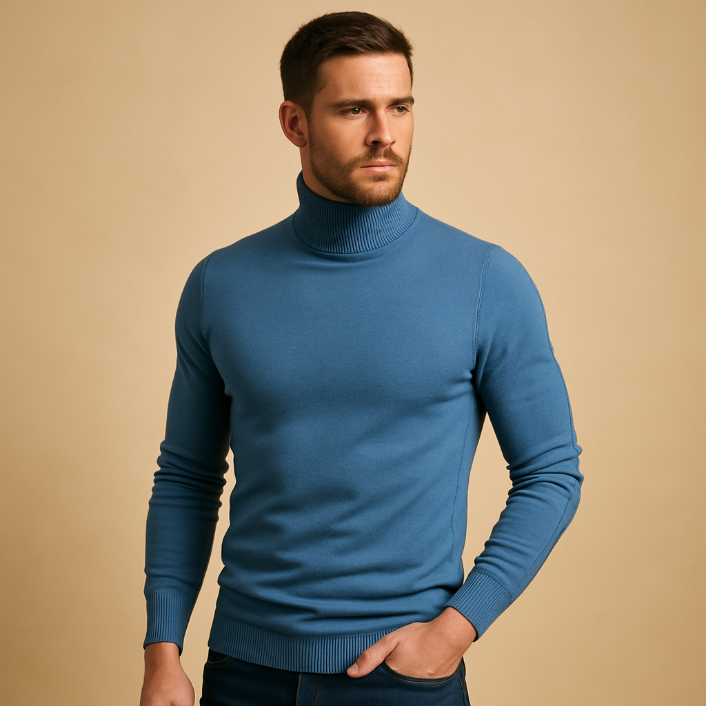 Matt heren coltrui – slim fit winter gebreide trui
