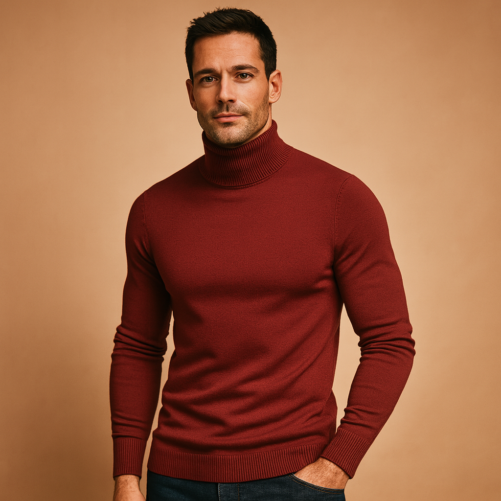Matt heren coltrui – slim fit winter gebreide trui