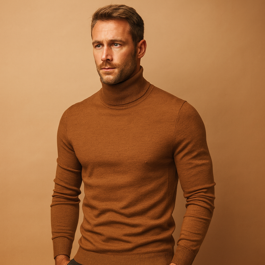 Matt heren coltrui – slim fit winter gebreide trui