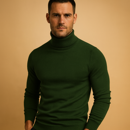Matt heren coltrui – slim fit winter gebreide trui