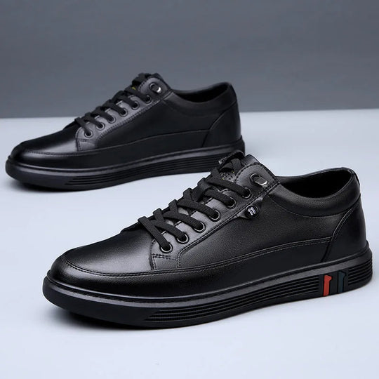 Mase Men’s Leather Sneakers – Low Top Casual Brown Shoes