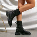 Selena – Women’s black ankle boots with knit detail