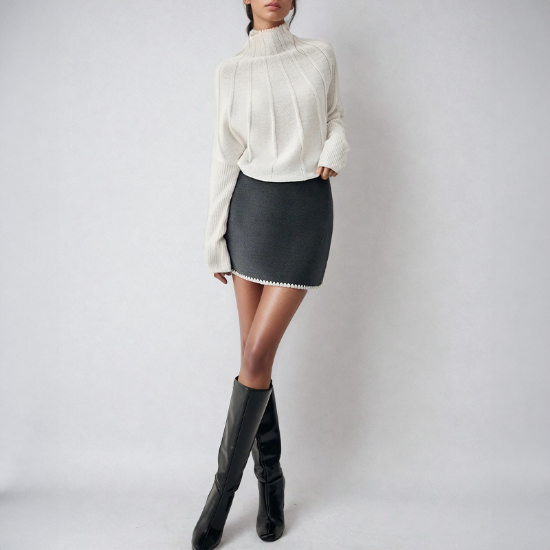 Selene – Women’s high turtle neck knit sweater