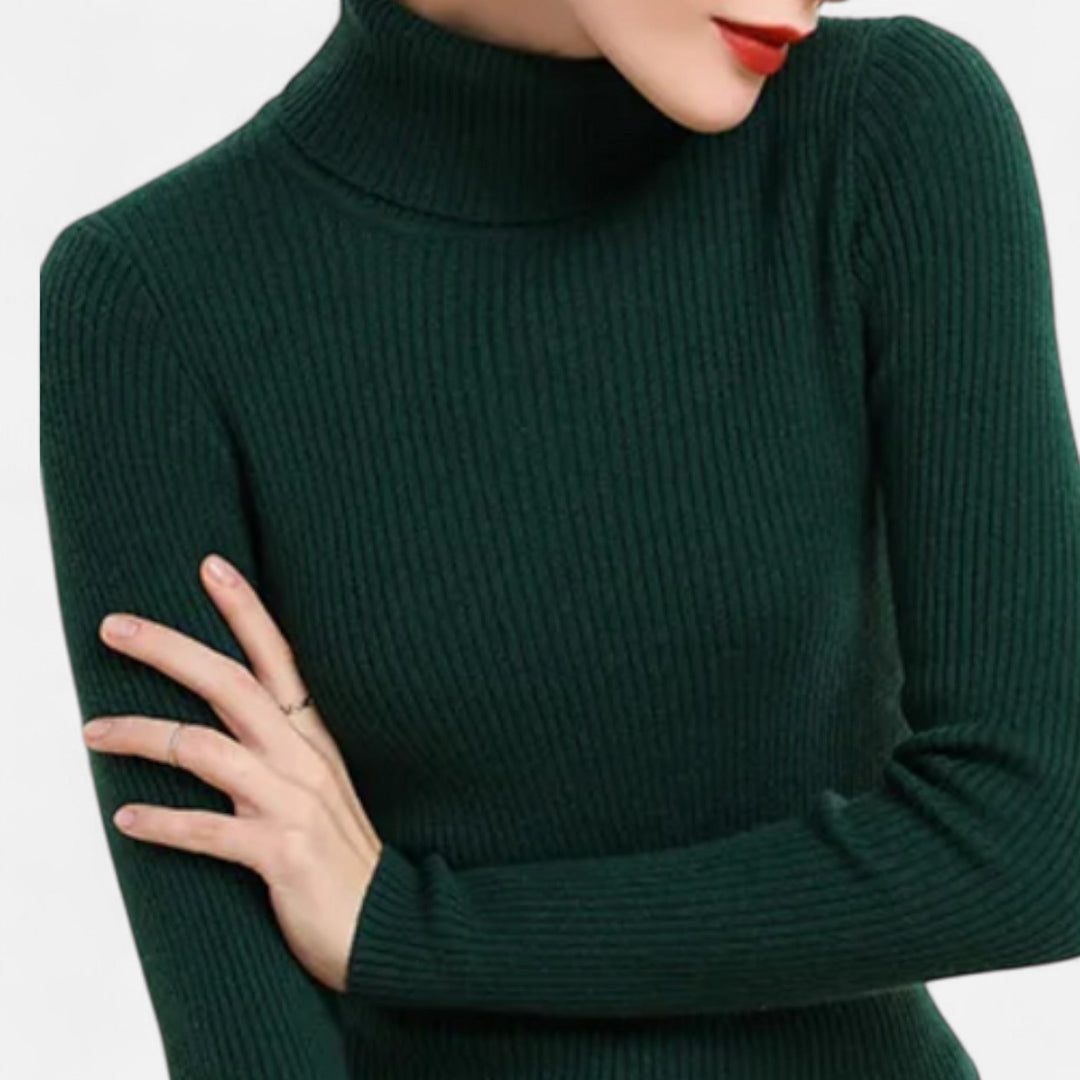 Barclay & Bloom | Women’s Ribbed Turtleneck – Long Sleeve Slim Fit Top