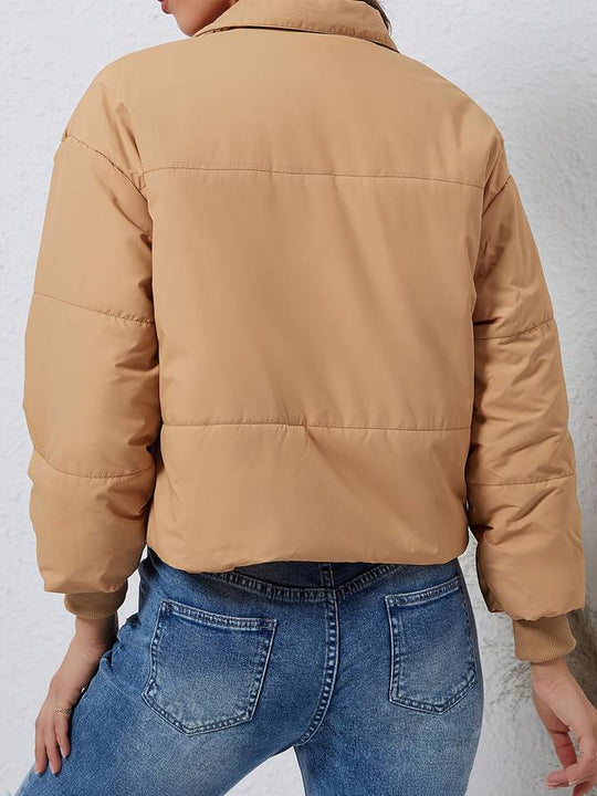Lina Women’s Puffer Jacket – Short Zip Front Winter Coat