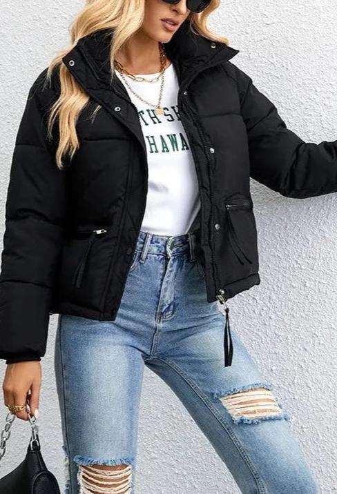 Raya Women’s Puffer Jacket – Short Hooded Winter Coat