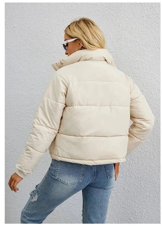 Raya Women’s Puffer Jacket – Short Hooded Winter Coat