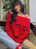 Clara | Damen Strickpullover mit Carmenausschnitt