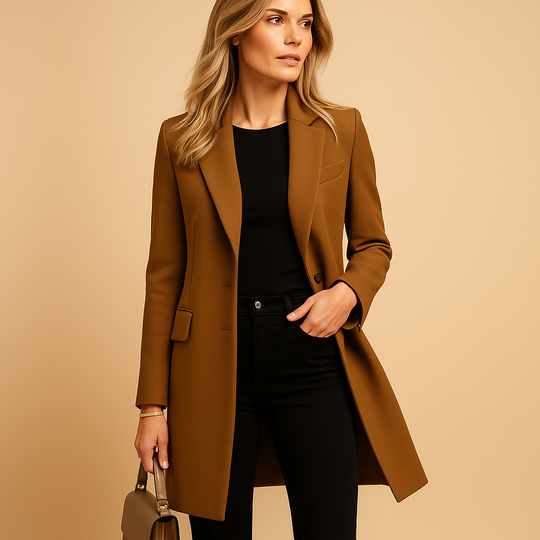 Barclay & Bloom | Dames Lange Blazer Jas – Getailleerd Enkelsluitend Jack