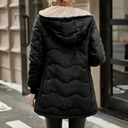 Damen Lammfelljacke – Warmer Stepp-Reißverschluss Wintermantel